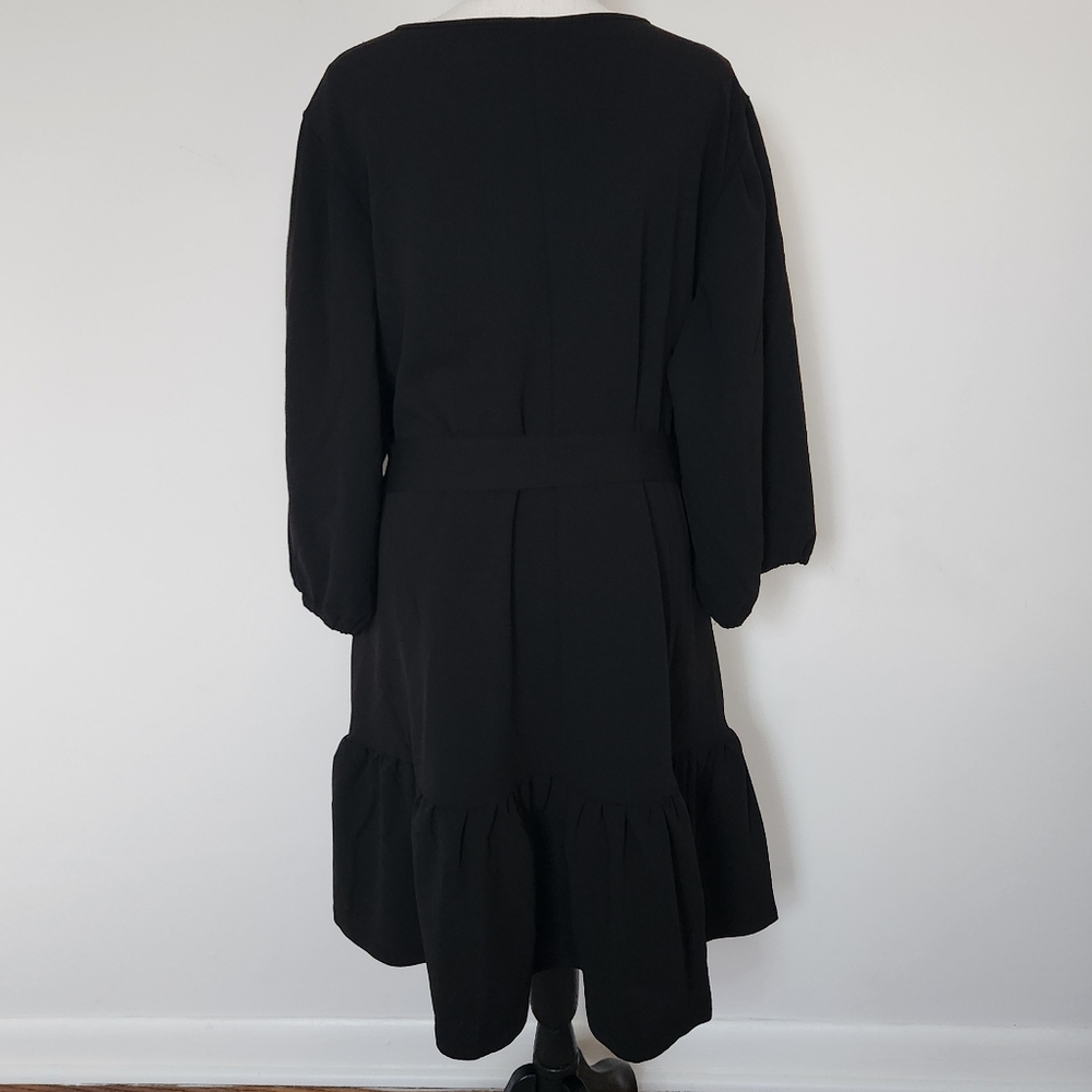 City Chic Plus Size LOVE ME KNOT Black Ruffle Belted Dress Party Large 20 - Picture 9 of 16
